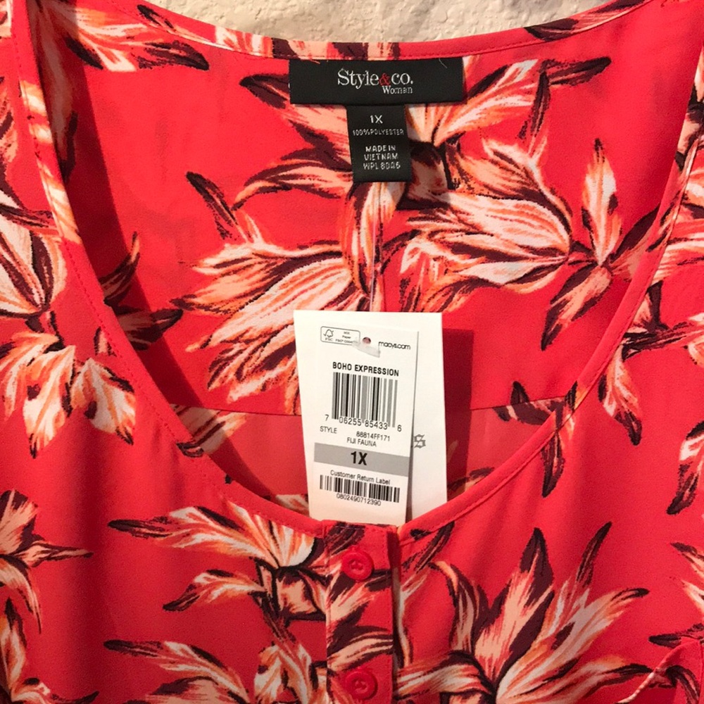 Style & Co Floral Sleeveless Top 1X New With Tags